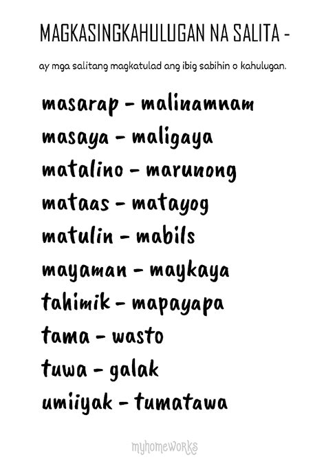 aagapan kasingkahulugan|100 na halimbawa ng magkasingkahulugan na salita .